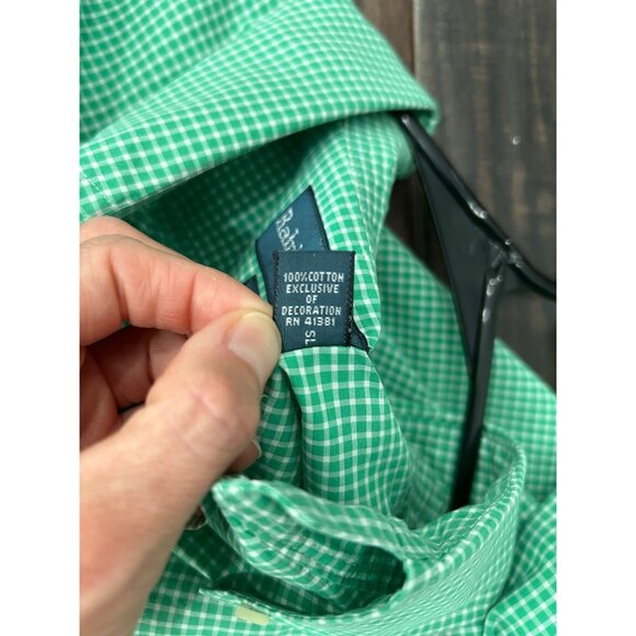 Ralph Lauren Mens Classic Fit Green Gingham Button Down Shirt 2XB - Picture 7 of 9